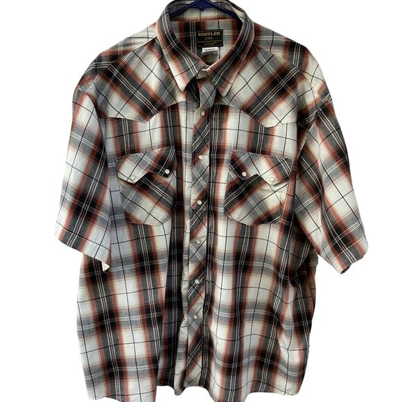 RUSTLER by Wrangler Classic Short Sleeve  W/Pearl Snaps VTG - Picture 1 of 10